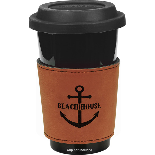 Custom Chic Beach House Leatherette Cup Sleeve - Double Sided