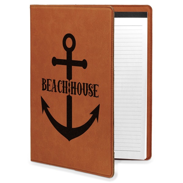 Custom Chic Beach House Leatherette Portfolio with Notepad - Large - Single Sided
