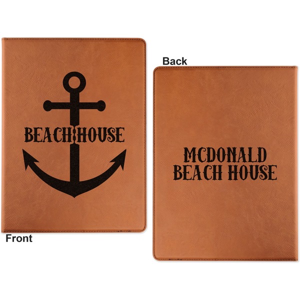 Chic Beach House Cognac Leatherette Portfolios with Notepad - Small - Double Sided- Apvl