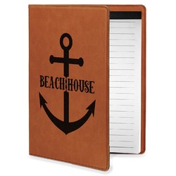 Chic Beach House Leatherette Portfolio with Notepad - Small - Double Sided