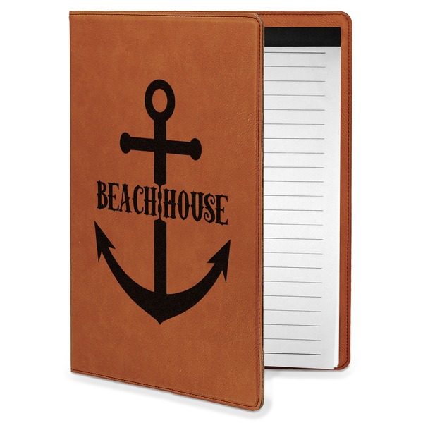 Custom Chic Beach House Leatherette Portfolio with Notepad - Small - Double Sided