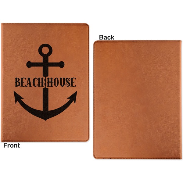 Chic Beach House Cognac Leatherette Portfolios with Notepad - Small - Single Sided- Apvl