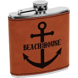 Chic Beach House Leatherette Wrapped Stainless Steel Flask