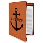 Chic Beach House Leatherette Zipper Portfolio with Notepad - Single Sided