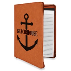 Chic Beach House Leatherette Zipper Portfolio with Notepad - Double Sided