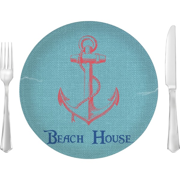 Custom Chic Beach House 10" Glass Lunch / Dinner Plates - Single or Set
