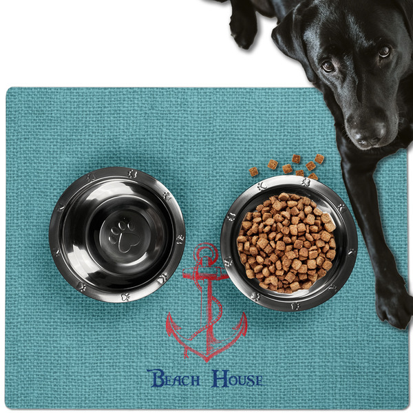 Custom Chic Beach House Dog Food Mat - Large