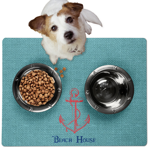 Custom Chic Beach House Dog Food Mat - Medium