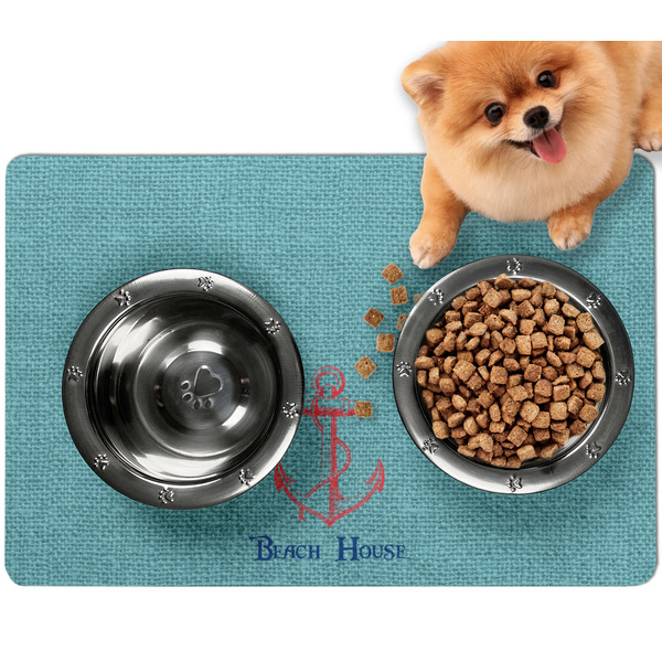 Custom Chic Beach House Dog Food Mat - Small