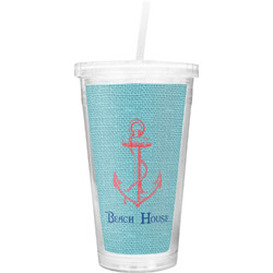 Chic Beach House Double Wall Tumbler with Straw