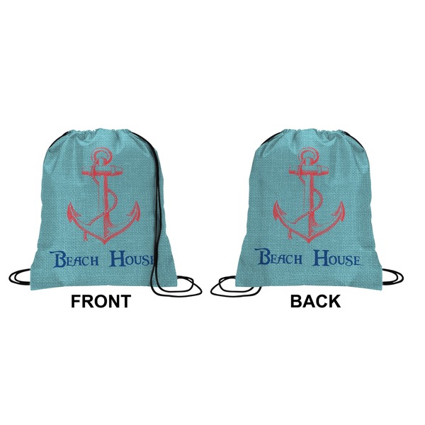 Chic Beach House Drawstring Backpack Front & Back Small