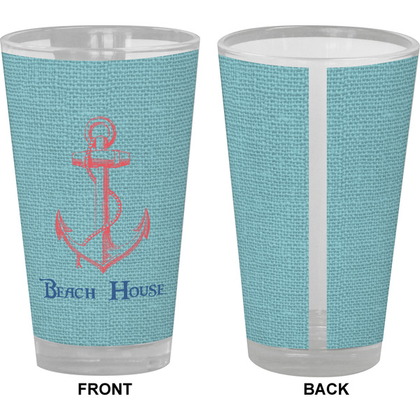 Chic Beach House Pint Glass - Full Color - Front & Back Views