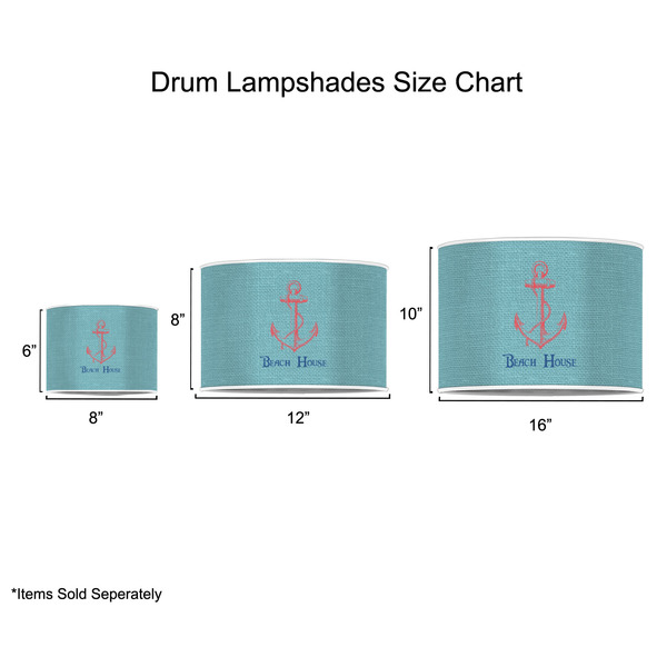 Chic Beach House Drum Lampshades - Sizing Chart