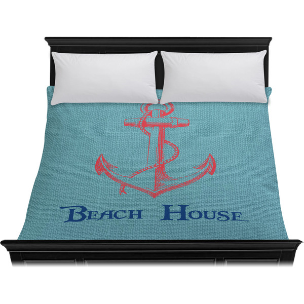 Chic Beach House Duvet Cover - King - On Bed - No Prop