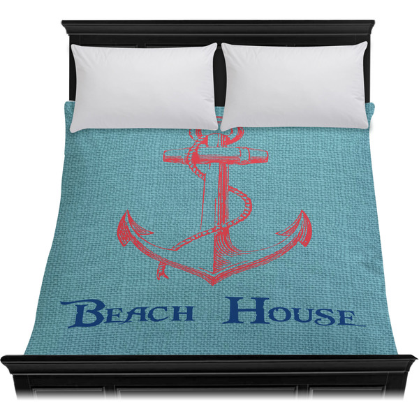 Chic Beach House Duvet Cover - Queen - On Bed - No Prop