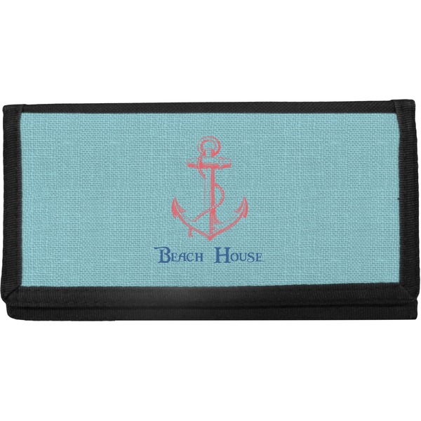 Custom Chic Beach House Canvas Checkbook Cover