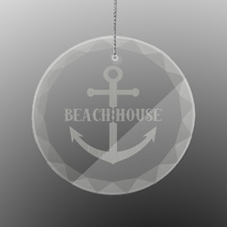 Chic Beach House Engraved Glass Ornament - Round