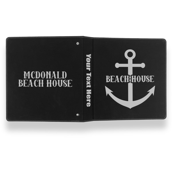 Chic Beach House Leather Binder - 1" - Black- Back Spine Front View