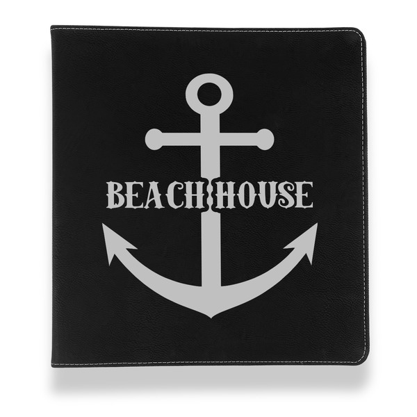 Custom Chic Beach House Leather Binder - 1" - Black