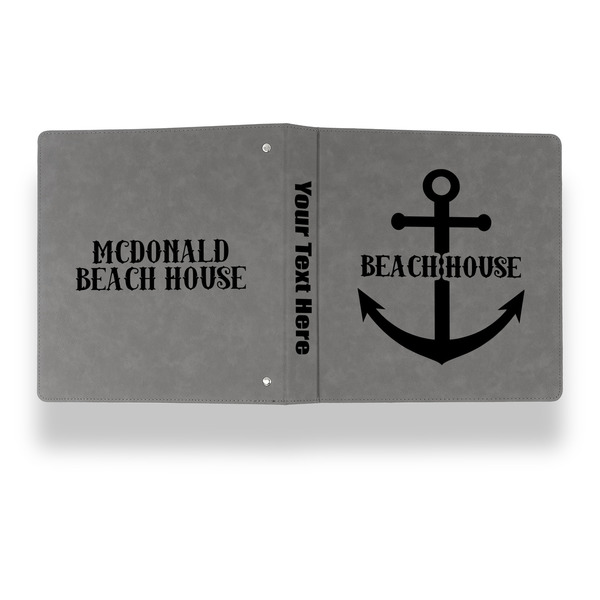 Chic Beach House Leather Binder - 1" - Grey - Back Spine Front View