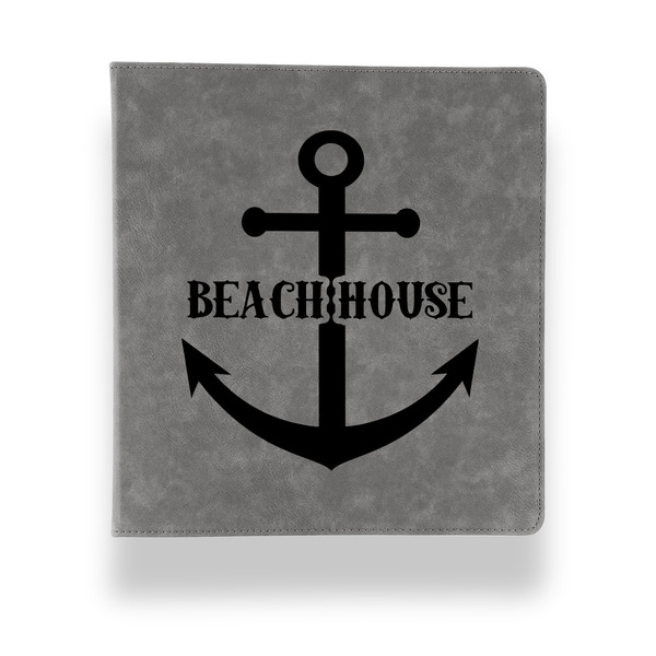Custom Chic Beach House Leather Binder - 1" - Grey