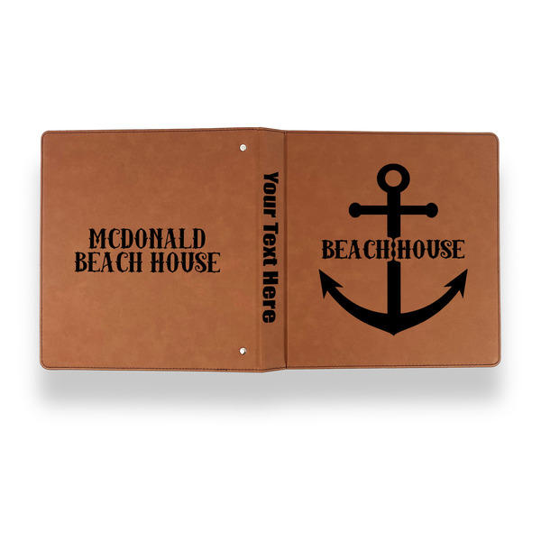 Chic Beach House Leather Binder - 1" - Rawhide - Back Spine Front View