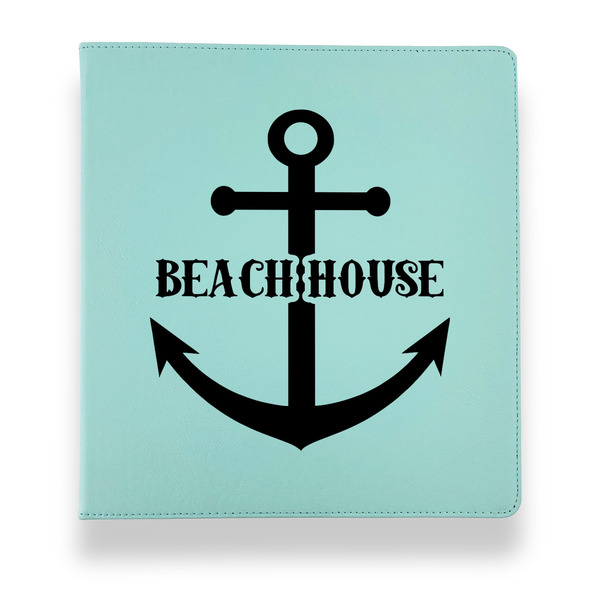 Custom Chic Beach House Leather Binder - 1" - Teal