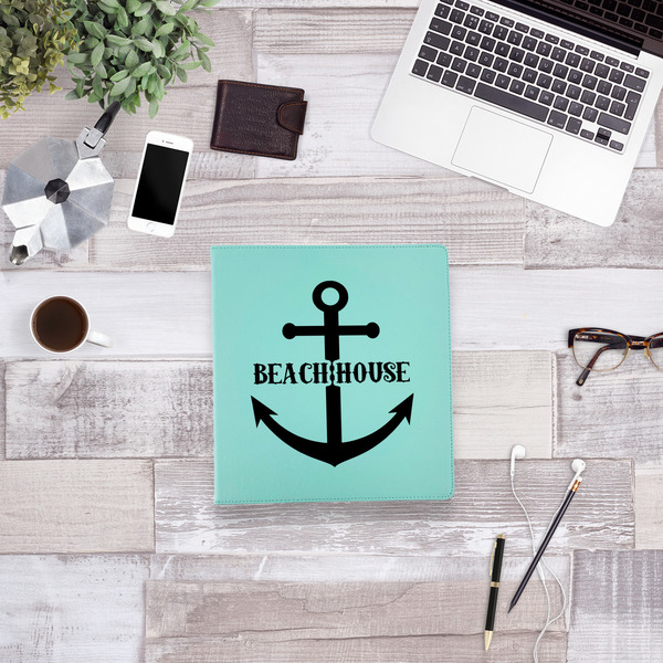 Chic Beach House Leather Binder - 1" - Teal - Lifestyle View