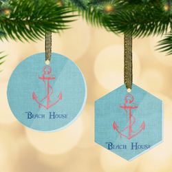 Chic Beach House Flat Glass Ornament