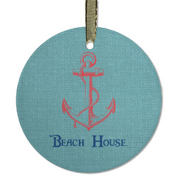 Chic Beach House Flat Glass Ornament - Round