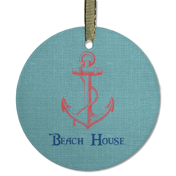 Custom Chic Beach House Flat Glass Ornament - Round