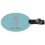 Chic Beach House Genuine Leather Oval Luggage Tag