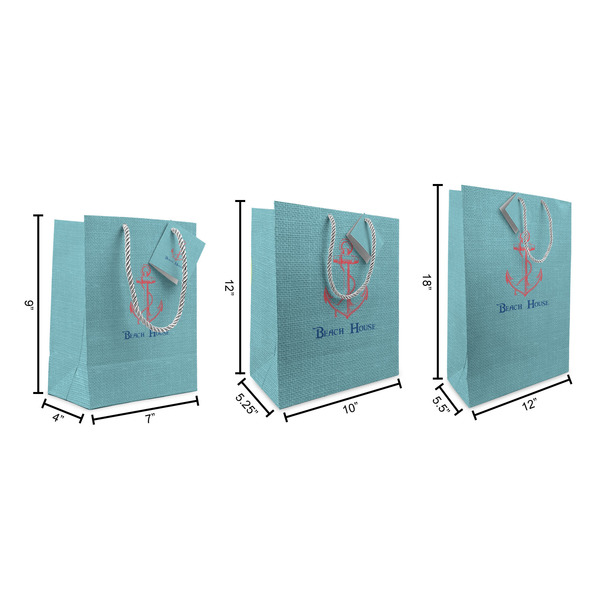 Chic Beach House Gift Bags - All Sizes - Dimensions
