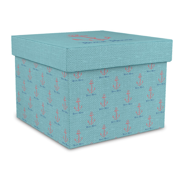 Custom Chic Beach House Gift Box with Lid - Canvas Wrapped - Large