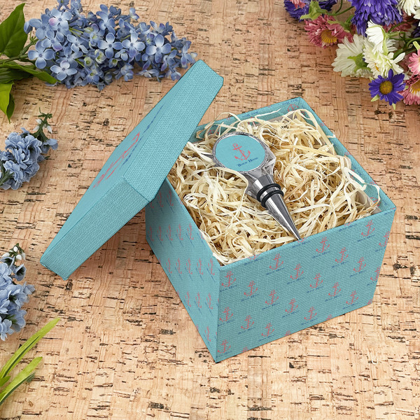 Chic Beach House Gift Boxes with Lid - Canvas Wrapped - Medium - In Context