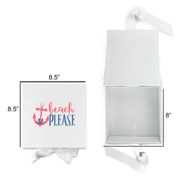 Chic Beach House Gift Boxes with Magnetic Lid - White - Open & Closed