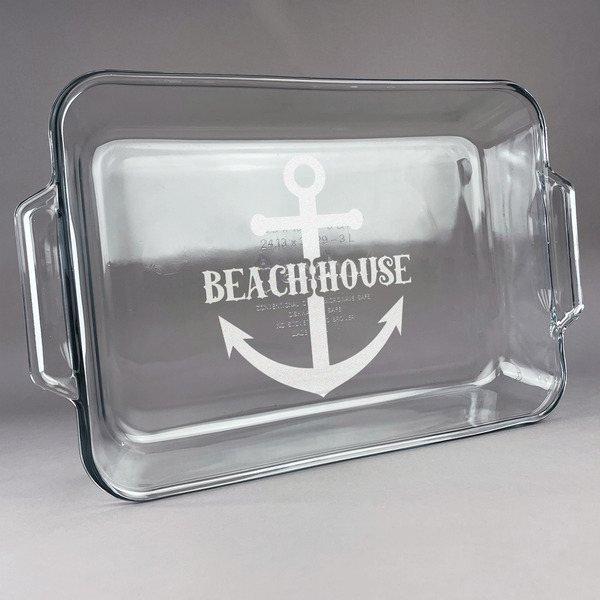 Custom Chic Beach House Glass Baking and Cake Dish