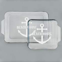 Chic Beach House Set of Glass Baking & Cake Dish - 13in x 9in & 8in x 8in