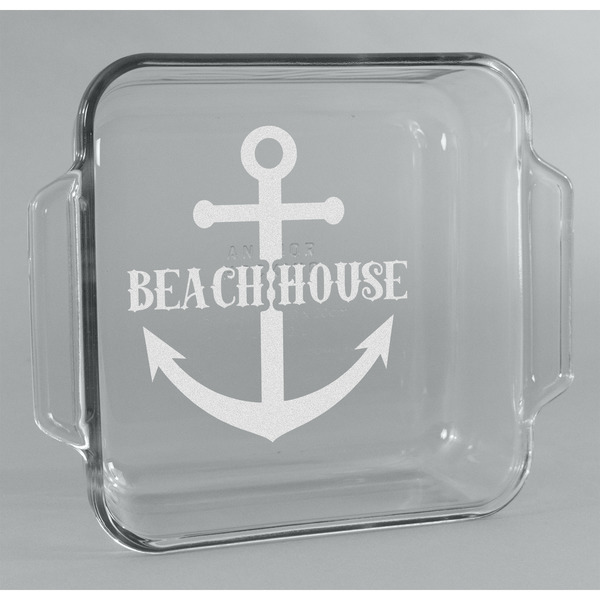 Custom Chic Beach House Glass Cake Dish - 8in x 8in