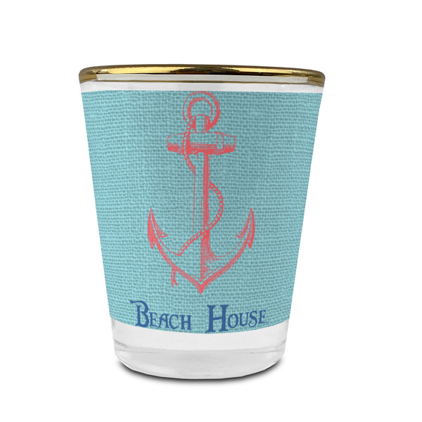 Chic Beach House Glass Shot Glass - With gold rim - FRONT