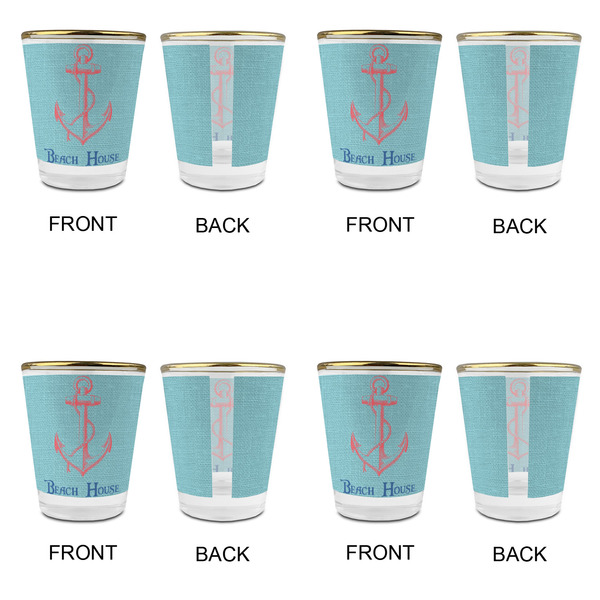 Chic Beach House Glass Shot Glass - with gold rim - Set of 4 - APPROVAL