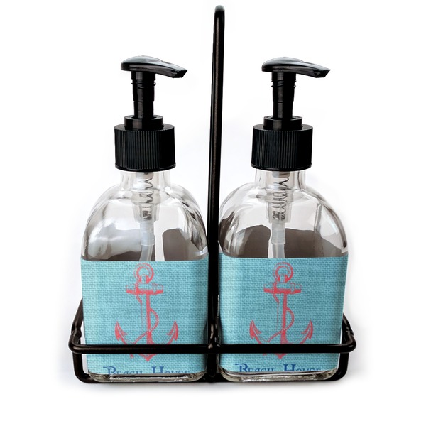 Custom Chic Beach House Glass Soap & Lotion Bottle Set