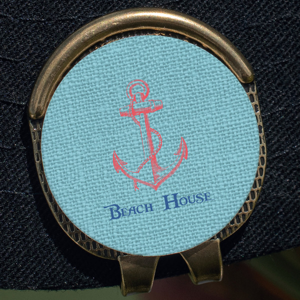 Chic Beach House Golf Ball Marker Hat Clip - Gold - Close Up