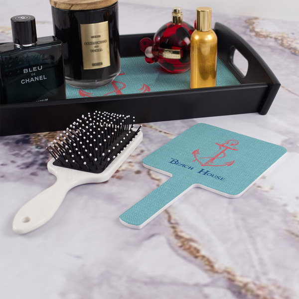 Chic Beach House Hand Mirror - With Hair Brush
