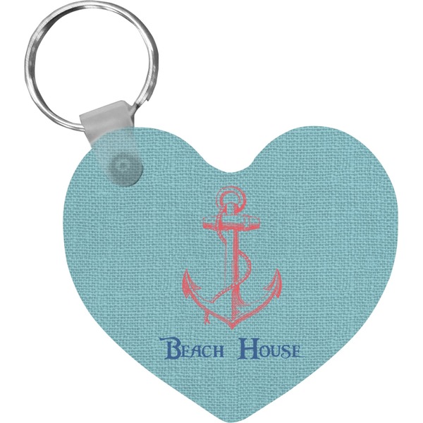 Custom Chic Beach House Heart Plastic Keychain
