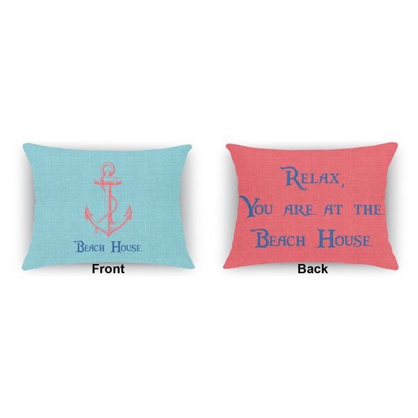 Chic Beach House  Indoor Rectangular Burlap Pillow (Front and Back)