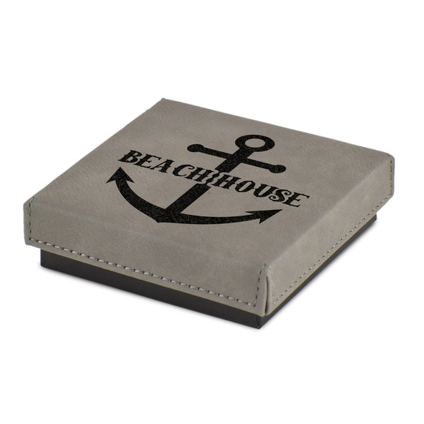 Custom Chic Beach House Jewelry Gift Box - Engraved Leather Lid