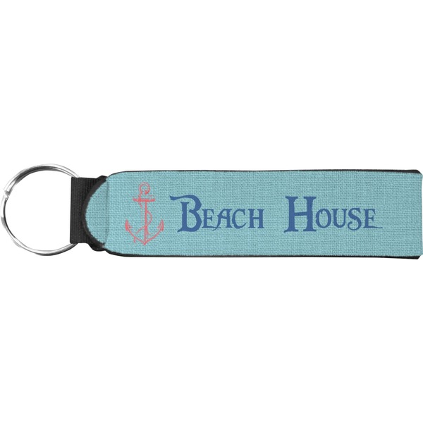 Custom Chic Beach House Neoprene Keychain Fob