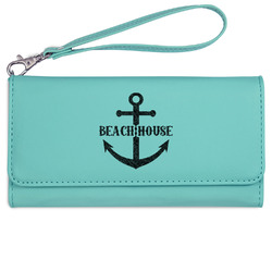 Chic Beach House Ladies Leatherette Wallet - Laser Engraved- Teal