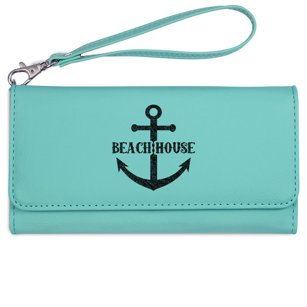 Chic Beach House Ladies Wallet - Leather - Teal - Front View